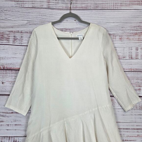 Club Monaco Cream Dress 8 Asymmetric Ruffle Hem Coquette Ethereal Fairy Whimsy - Picture 5 of 16